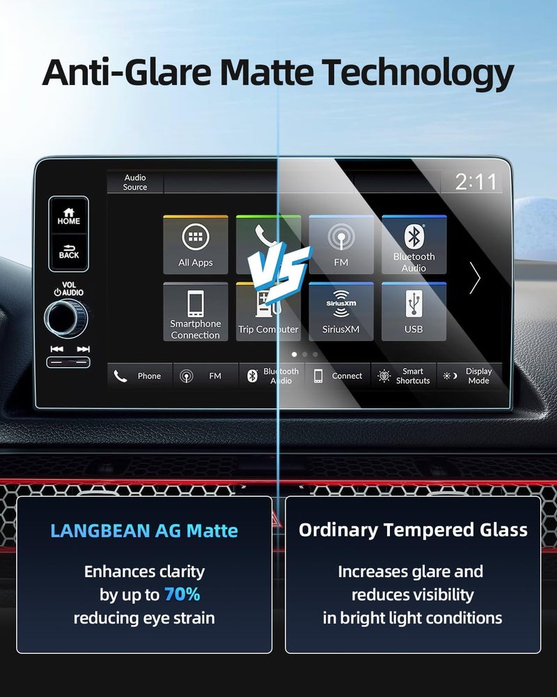 LANGBEAN Screen Protector for 2023-2025 2026 Honda Civic (Touring/Sport Touring/Sport Touring Hybrid), 9 Inch Matte Anti-Glare Infotainment Touchscreen, 2024 2025 Civic Accessories HD/Anti-Fingerprint - Image 3